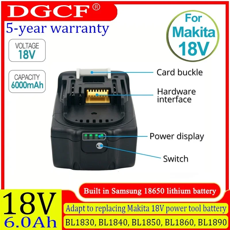 BL1860 สําหรับ Makita 18V แบตเตอรี่ 18650 Lithium-ion Cell เหมาะสําหรับเครื่องมือไฟฟ้า Makita BL1830 BL1840 LXT400