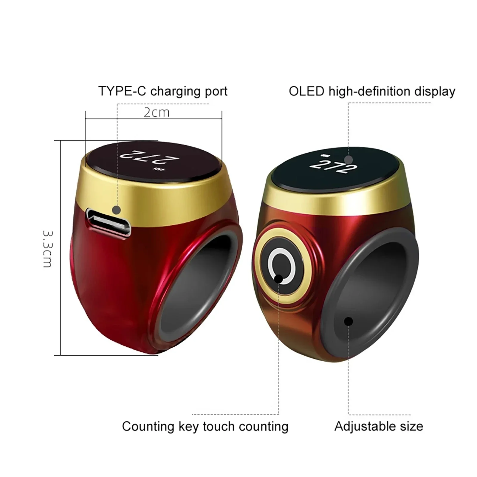 Smart Electronic Digital Finger Ring Tally Counter Time Reminder Bluetooth Vibration Waterproof Counter Finger Counter