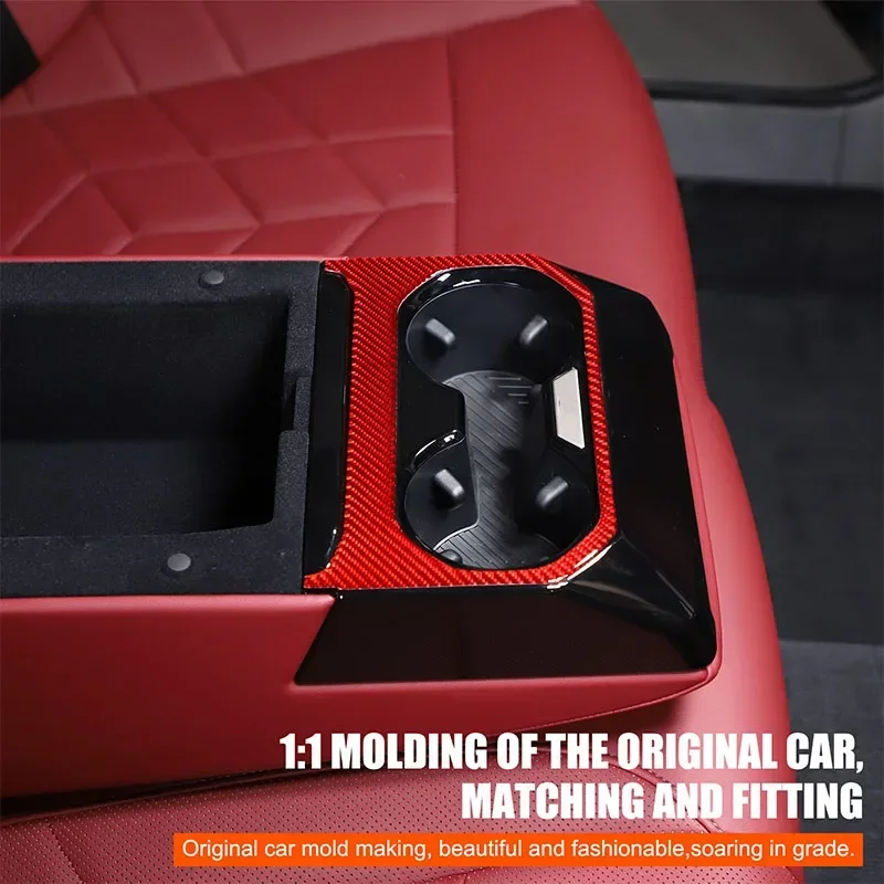 1 قطعة ألياف الكربون الناعمة لسيارات BMW 5 Series G60 2024 + حامل الكأس الخلفي للسيارة غطاء إطاري لوحة ملصق الكسوة اكسسوارات السيارات