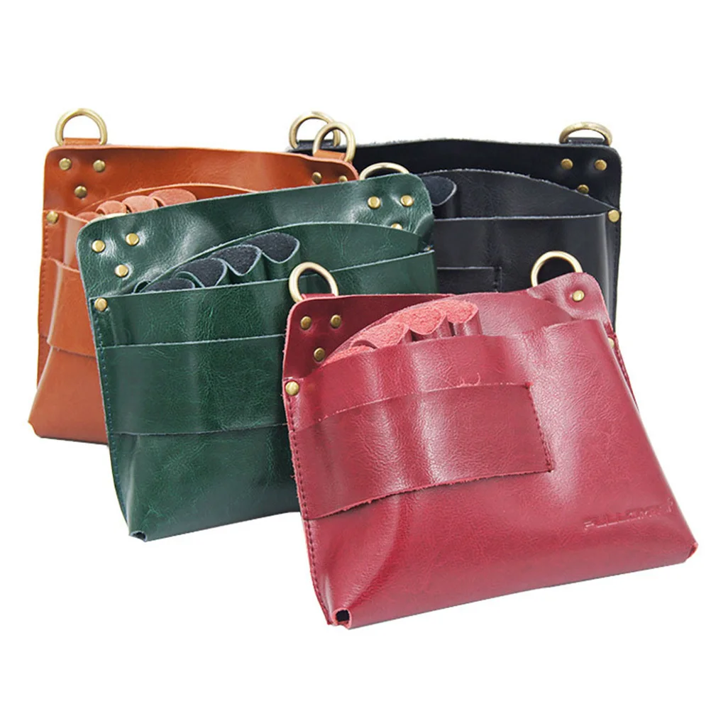 

Сумка для инструментов для стилиста, ремень, настоящая черная прочная поясная сумка для салона, держатель для ножниц, органайзер для резки расчесок, зажимов, щетки