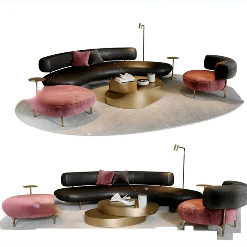 Simple modern arc-shaped sofa combination designer soft and light luxury sofa