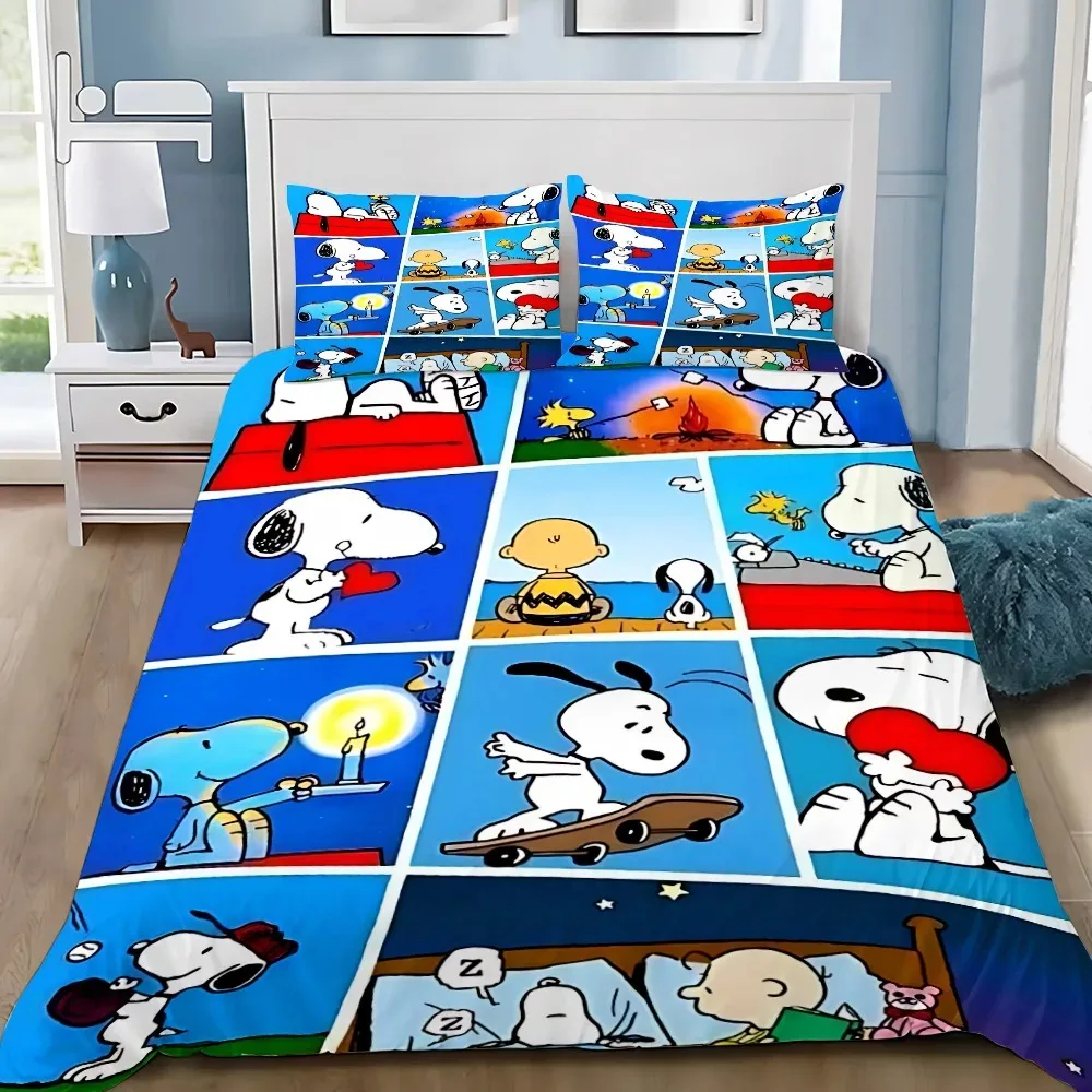 

Duvet Cover Pillowcase Bedding Set Cute Funny S-Snoopys Adult Boy Girl Bedroom Decoration Children Gift Single Double Large Size