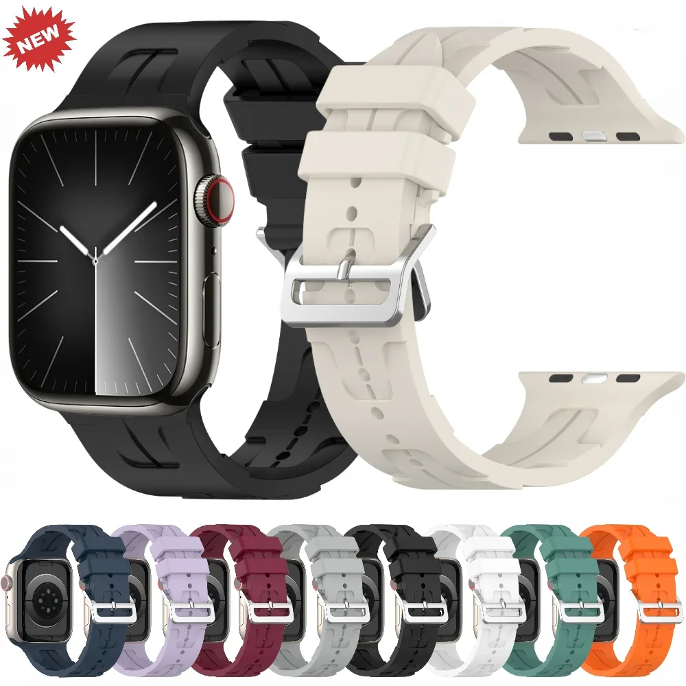 

Silicone Strap for Apple Watch Band 45mm 41mm 44mm 40mm 42mm 46mm Series Ultra 2 49mm Bracelet for iWatch 10 9 8 7 6 5 4 3 SE 2