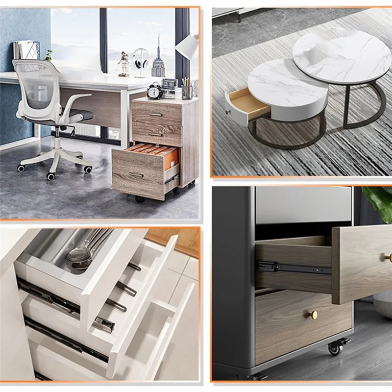 خزانة جيدة سميكة 3 أقسام عازلة كتم درج الشريحة السكك الحديدية التخميد باب خزانة الملابس 3-قسم المسار