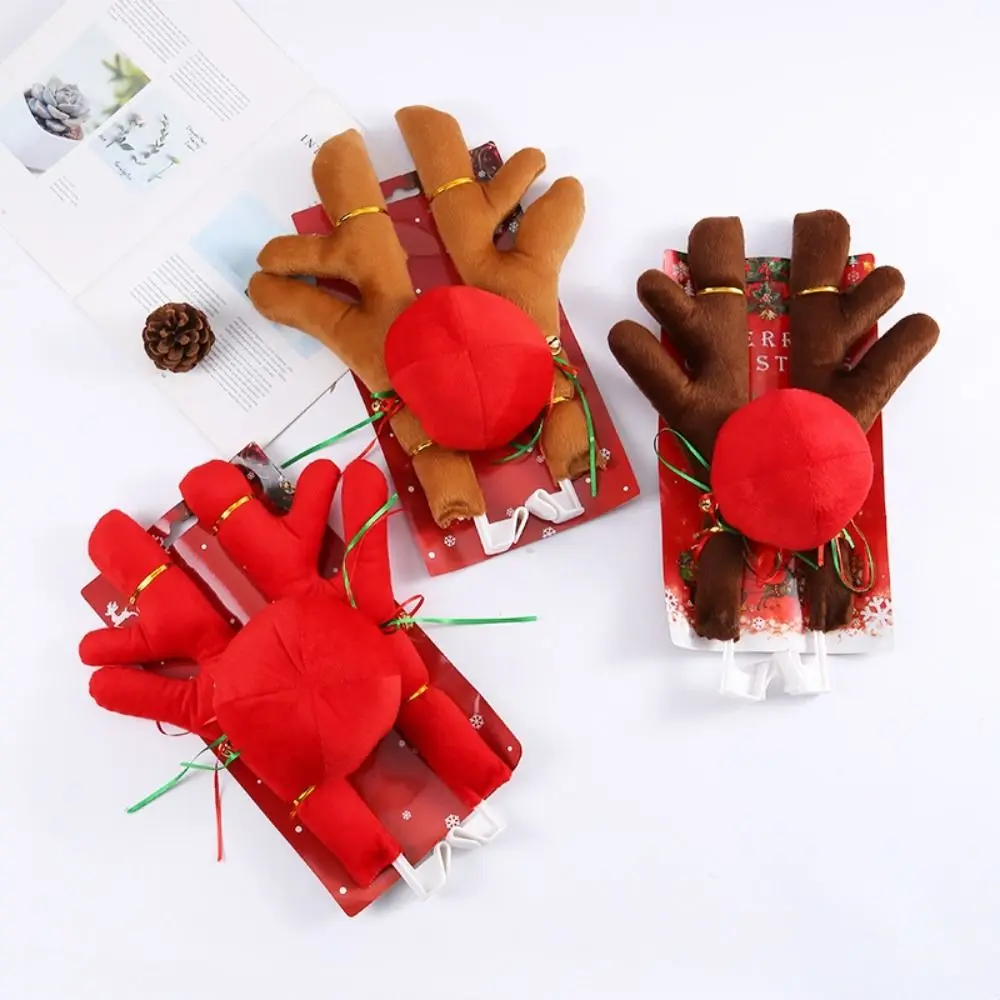Cartoon Reindeer Antlers Candy Cane Red Nose Christmas Car Decoration Christmas Tree Festive Vehicle Costumes Auto Car Window