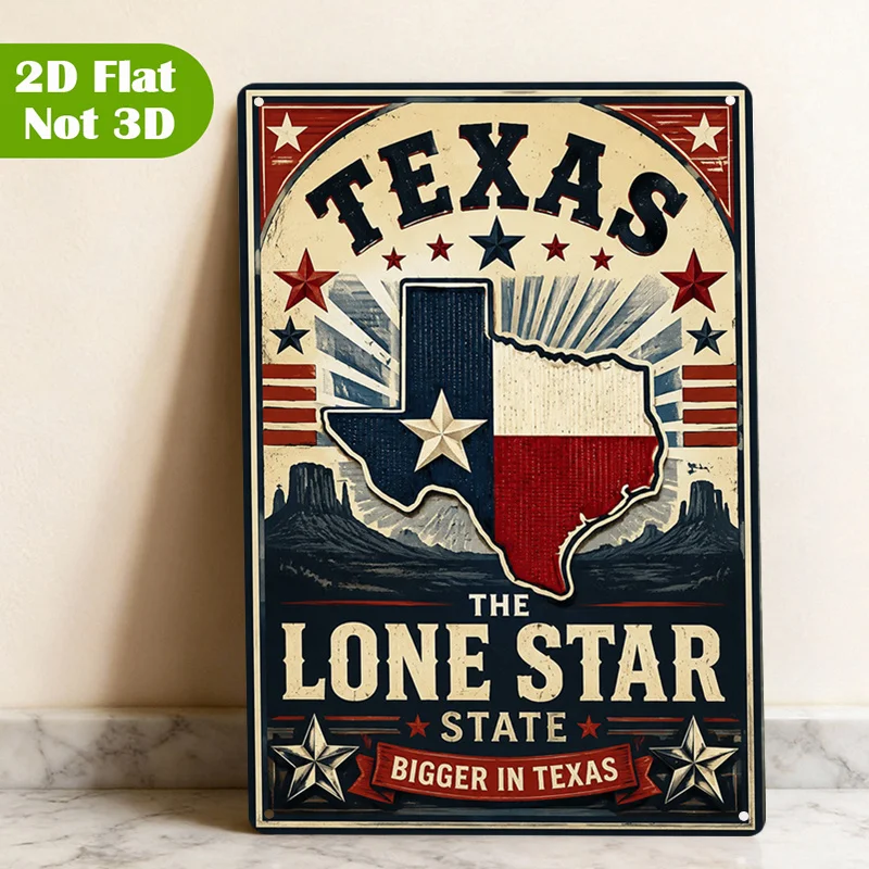 1pc Lone Plate Wall Art Print, Vintage Sign, Texas Metal Plate Signs, 20.32X30.48cm Road Trip Signs, Sign Home Decor for Diners,