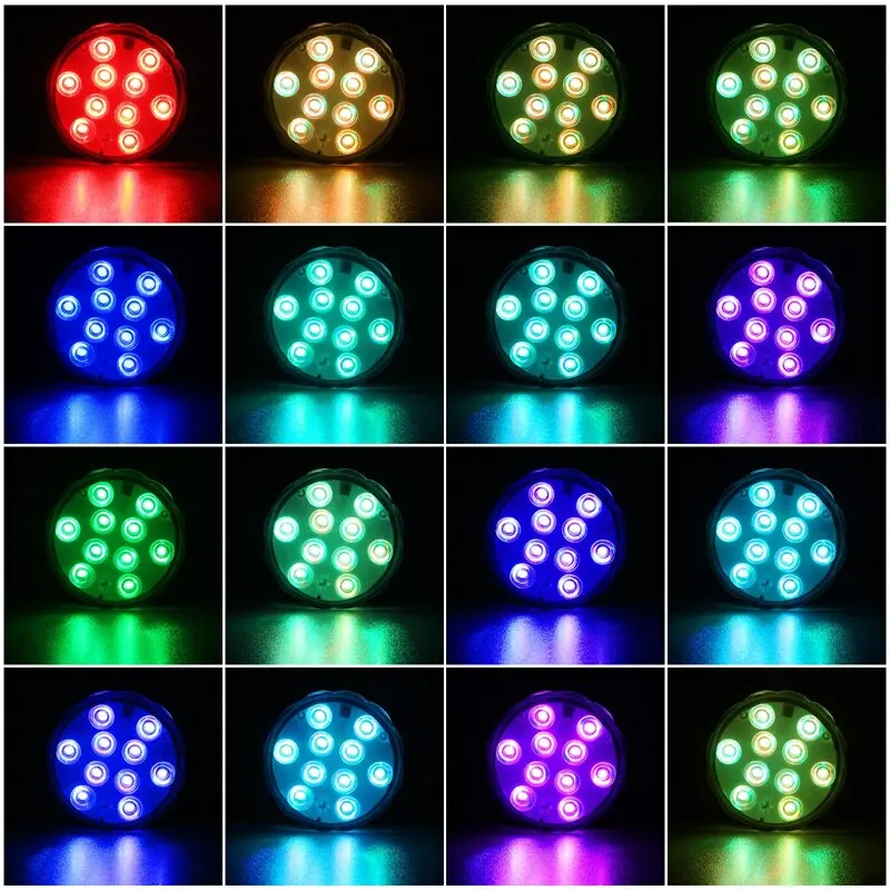 10leds RGB Submersible LED Lights Underwater Night Light Outdoor Swimming Pool Light Tea Light Vase Pond Party Wedding Decor