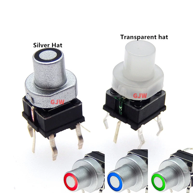 2 sets LED Push Button Switches PB6156L With LED Blue/Red/Green Light +  Button Caps