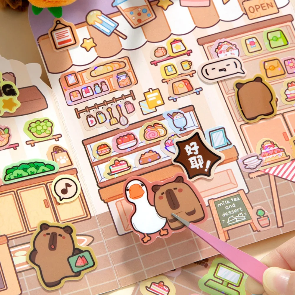 Cute PVC Capybara Sticker Handmade Cartoon Quiet Book Stationery Gifts Education Toy NEW Sticker Book