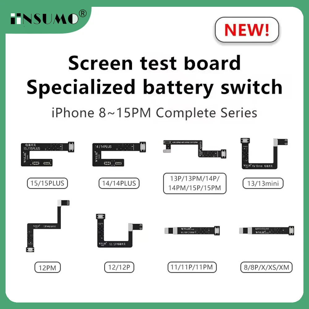 WYLIE Battery Switch Cable One-key Boot Screen Test Board Battery Boot Cable For iPhone 8-XSM 11 12 13 14 15 Pro Max Repair Tool