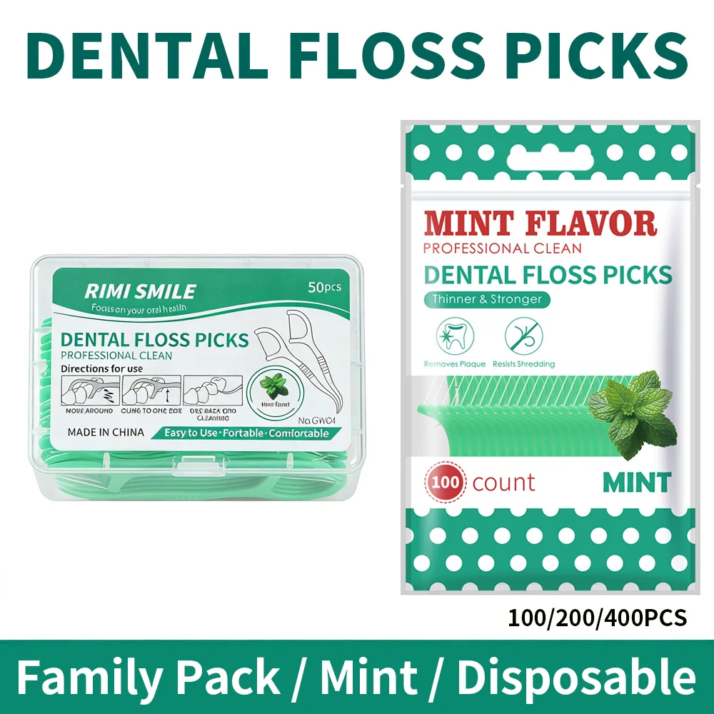 

Зубочистки с нитью, одноразовые, с мятным вкусом, портативные, для путешествий, семейный набор, инструмент для ухода за полостью рта