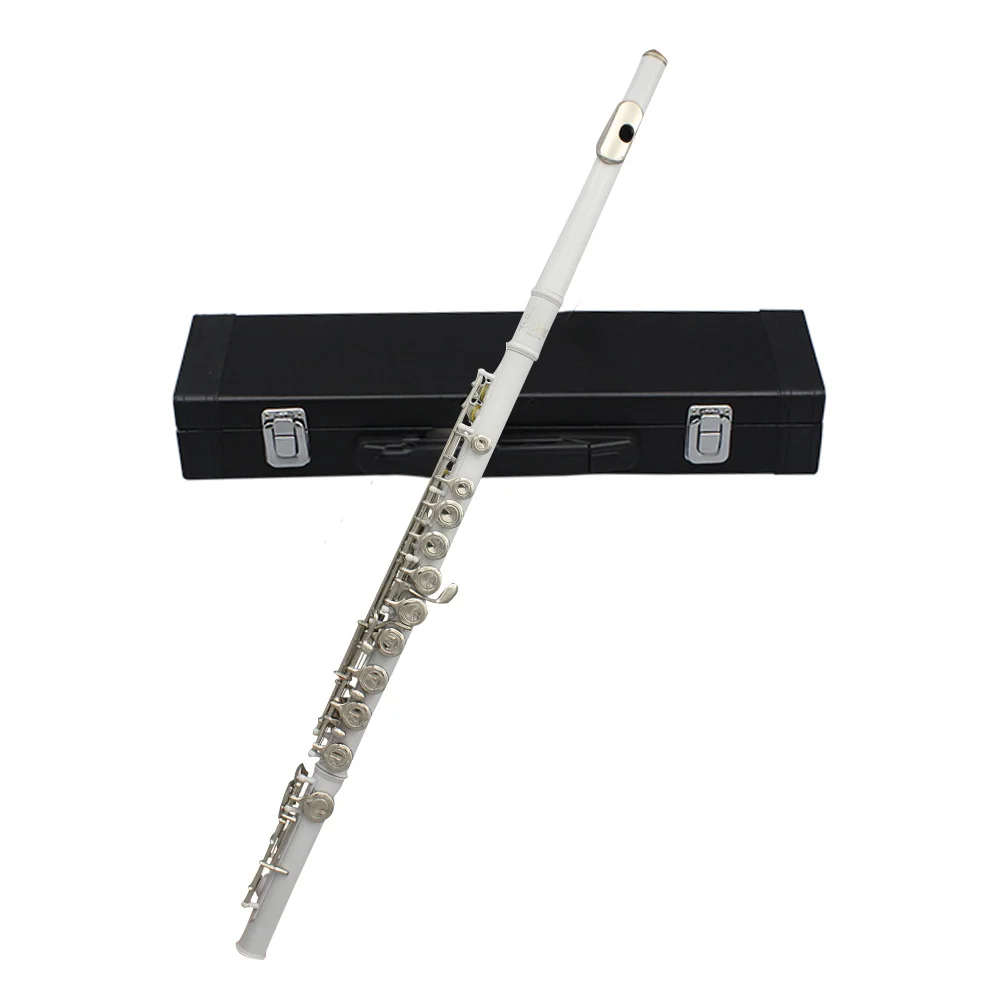 SLADE Wihte Flute 16 Closed Open Holes C Key Flute  with Case Cloth Screwdriver Accessories for Student Beginners