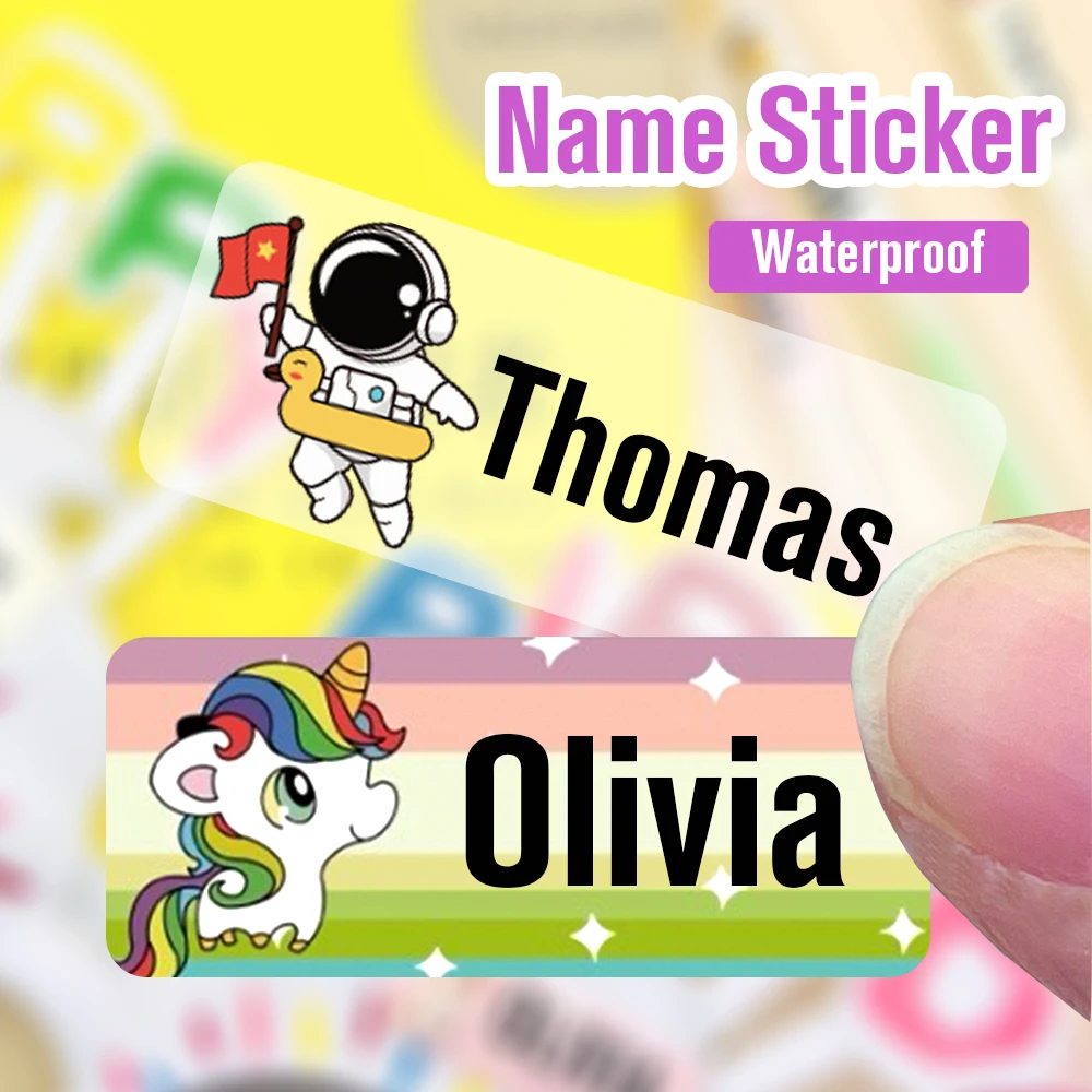 60pcs Waterproof Custom Name Tag Sticker Kawaii Children School Stationery Stickers Decals Personalized First Name Label