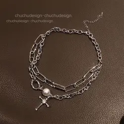 Chain Around The Neck Cross Necklace for Women Pendant Vintage Multilayer Fashion Jewelry Hip-Hop Gothic Style Clavicle Chokers