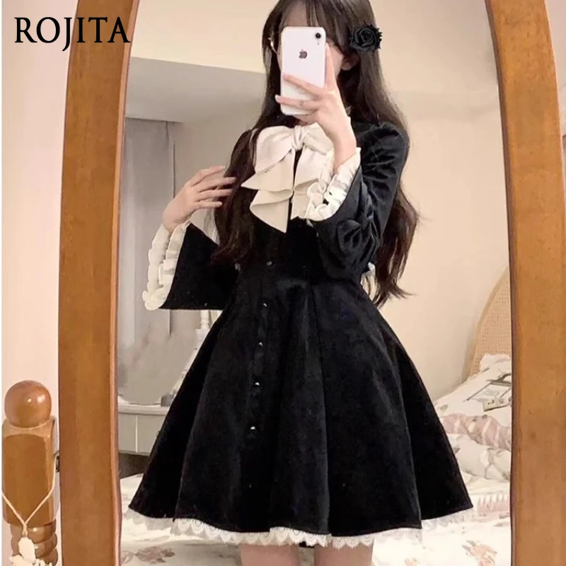 

JSK Satin Bow Elegant Lolita Little Black Dress Women's Jacket + Dress 2 Piece Sets Women's Outfits Autumn 2025 New