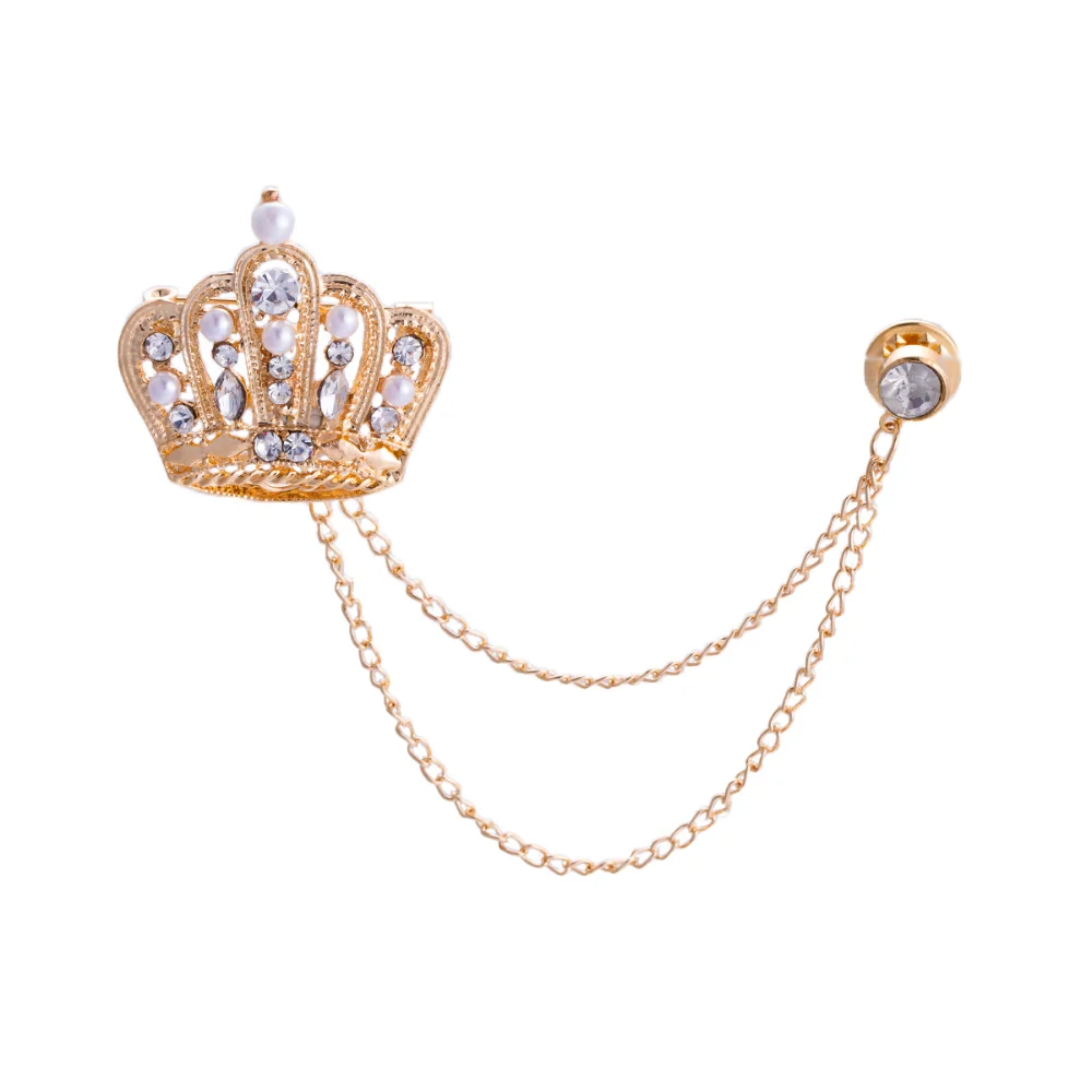 Multi Style Diamond Studded Chain Brooch Star Eagle Dragon Crown Shaped Pin Exquisite Decoration of Suit Shirts Niche Accessory