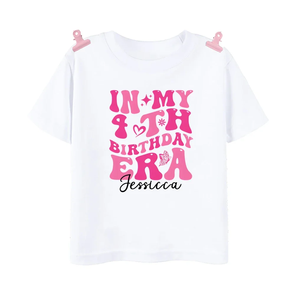 Personalized In My 1-12y Birthday Era Print Kids T-Shirt Summer Short Sleeve Casual Child Tee Tops Birthday Party Clothes