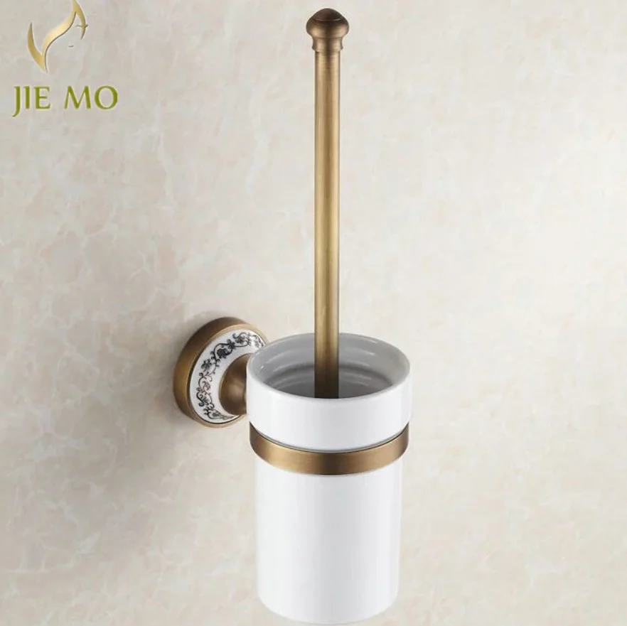 Antique bronze finish toilet brush holder with ceramic cup household products bath decoration H2599