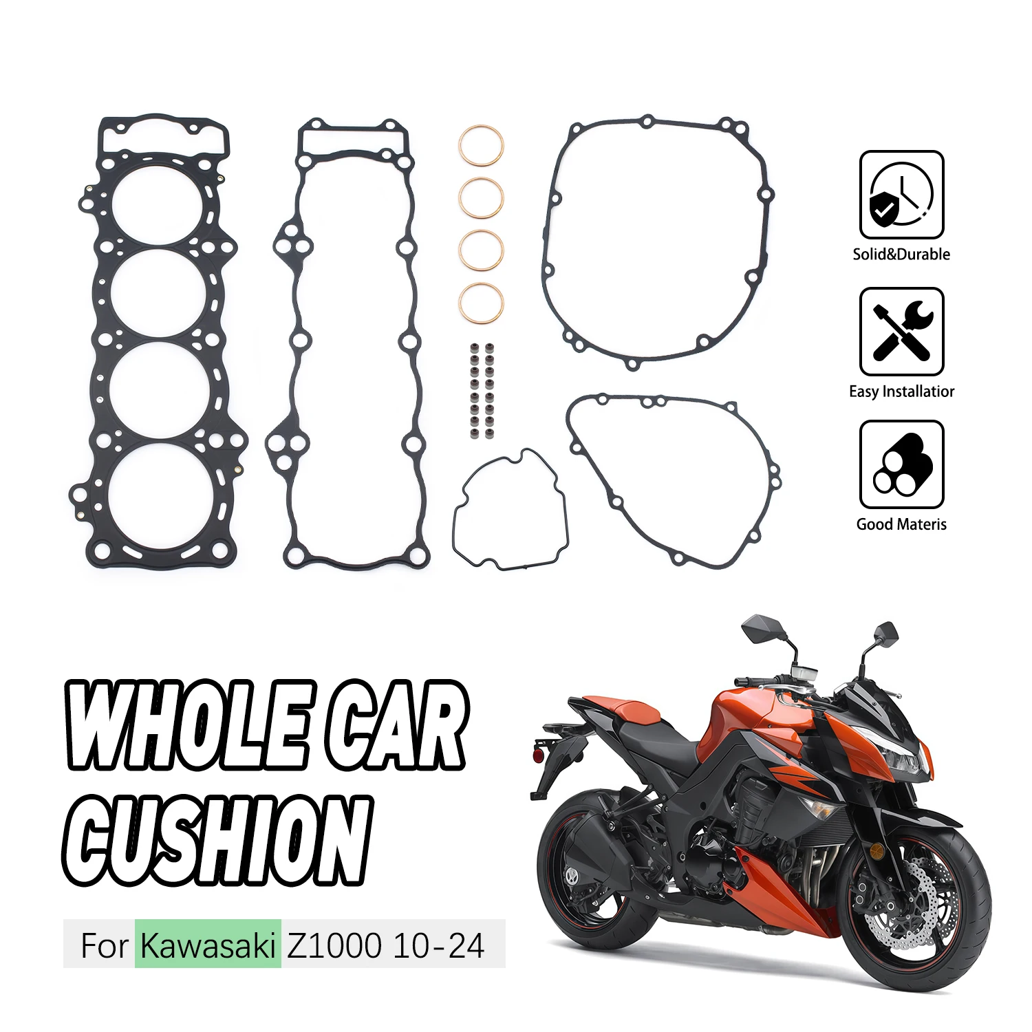 

Motorcycle Cylinder Engine Cover Gasket Kit For Kawasaki Z1000 Z 1000 2010-2024
