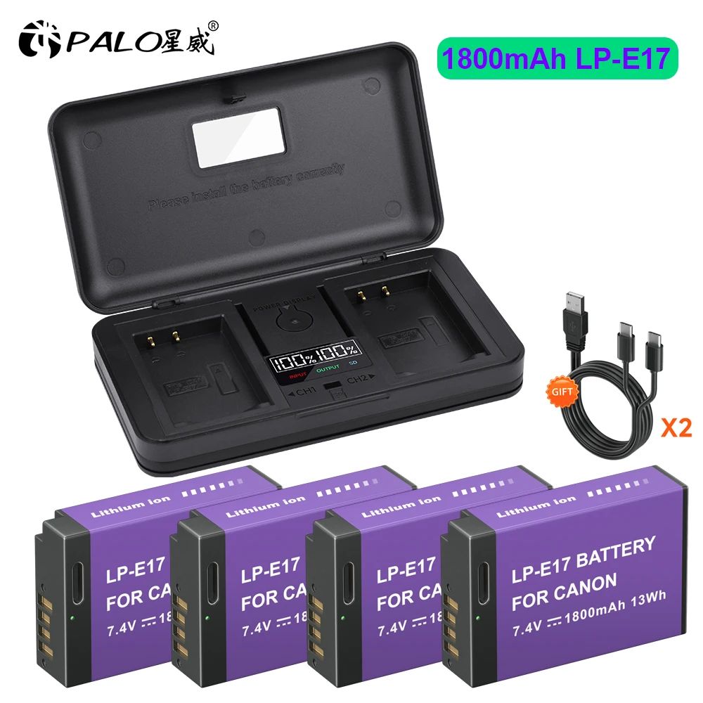 Bateria PALO LP-E17 LPE17 LP E17 + wielofunkcyjny obudowa z ładowarką do Canon EOS R8 RP 200D 250D M5 M6 750D T6s 800D