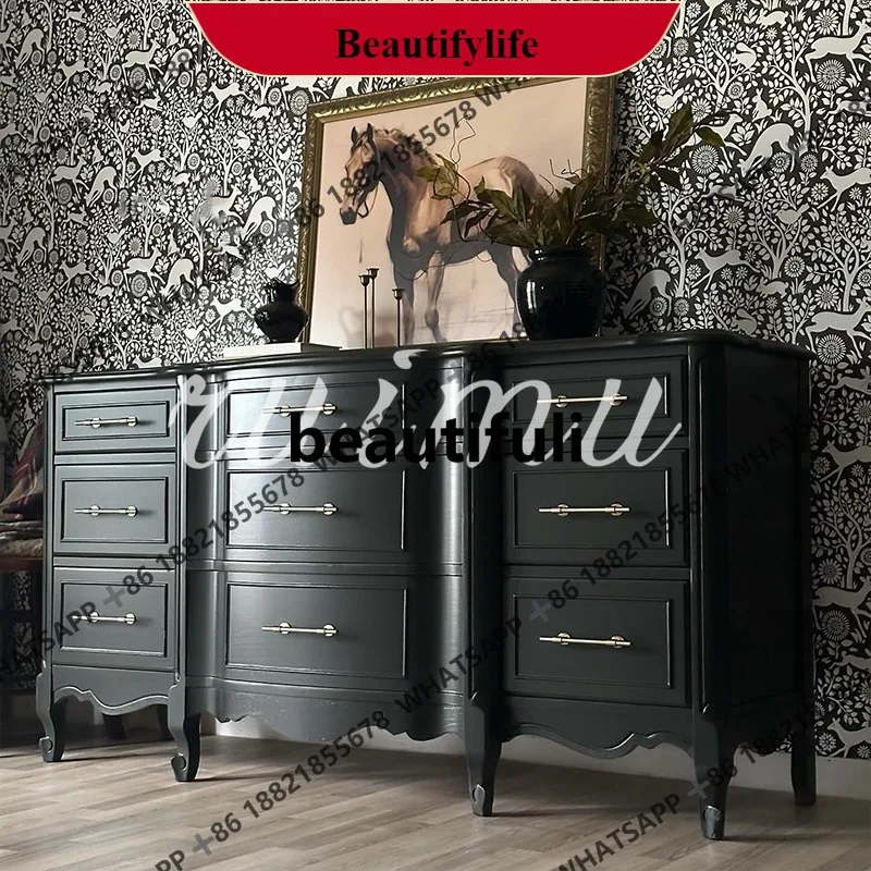 

D132 Средневековый сундук из цельного дерева, шкаф для хранения мелочей в маленькой квартире, простой американский настенный боковой шкаф