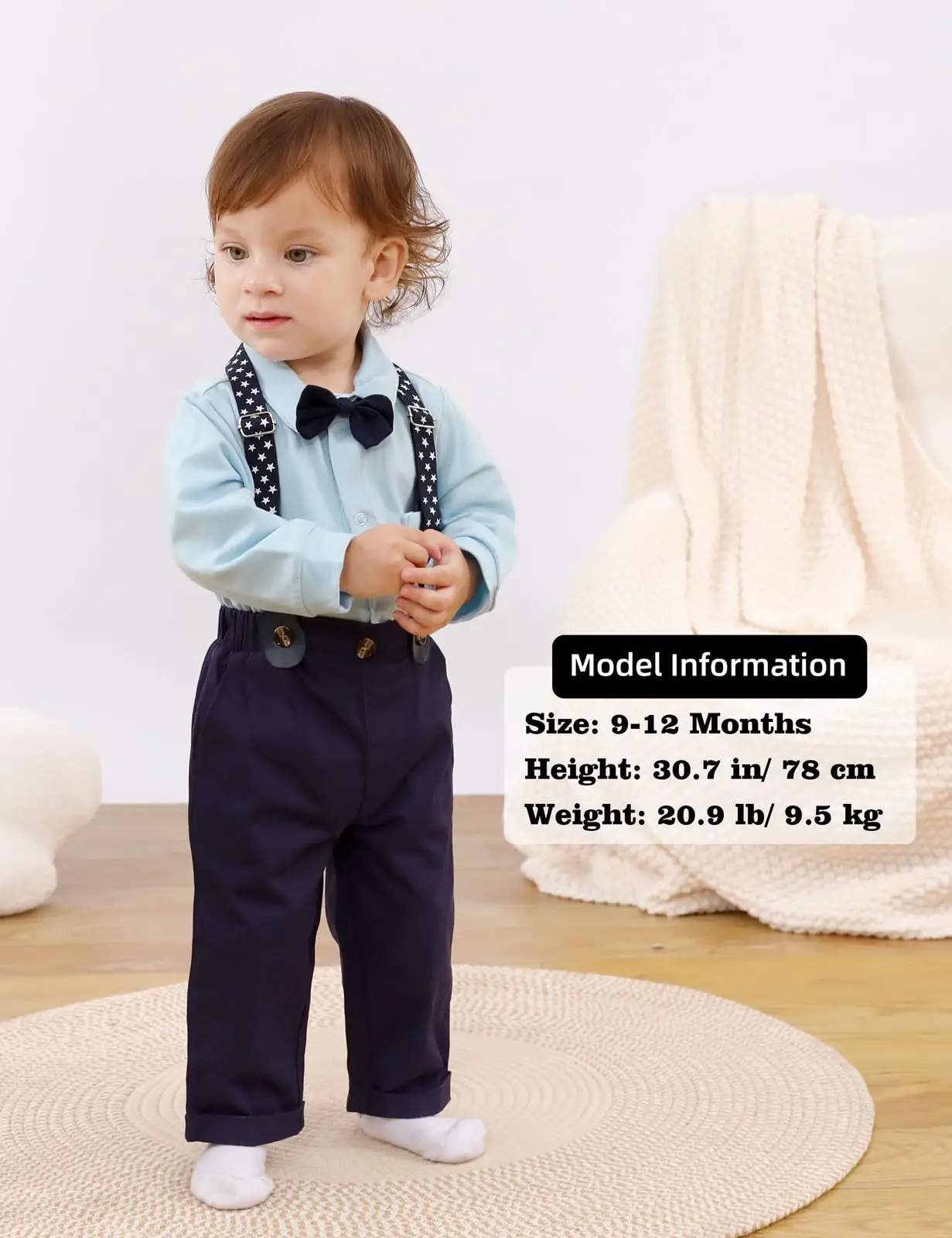 Baby Boys Suit Newborn 1st Birthday Outfit Infant Wedding Bodysuit Suspenders Clothes Sets Christmas Christening Costume