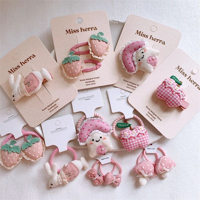 الكرتون الفطر مقاطع الشعر للفتيات الوردي دبابيس الشعر الطفل الجانب كليب لطيف دمية إكسسوارات الشعر الاطفال الشعر التعادل فتاة ذيل حصان حامل #5