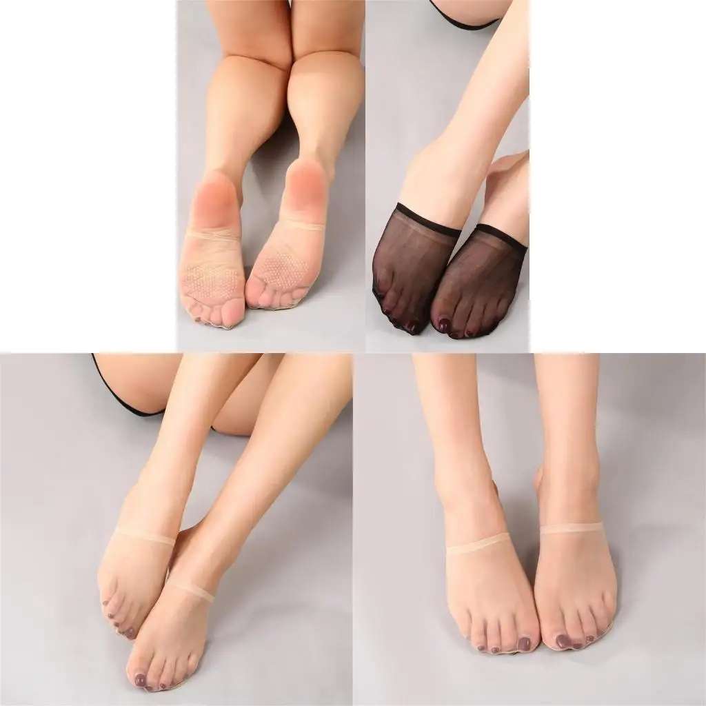 

Sheer Mesh Toe Top Socks No Show Liner Half Socks for Women Seamless Grip Nonslip Socks Invisible Toe Covers Socks