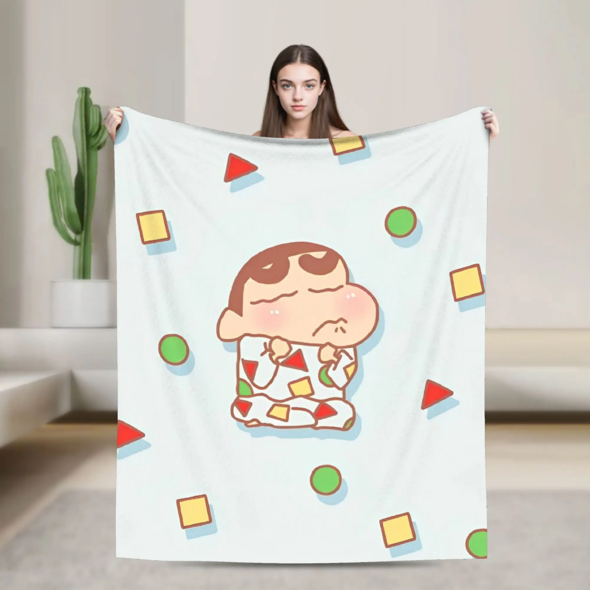 Cute Cartoon Shinchans Blankets  Flannel Funny Breathable Throw Blanket for Home Restaurant Textile Decor