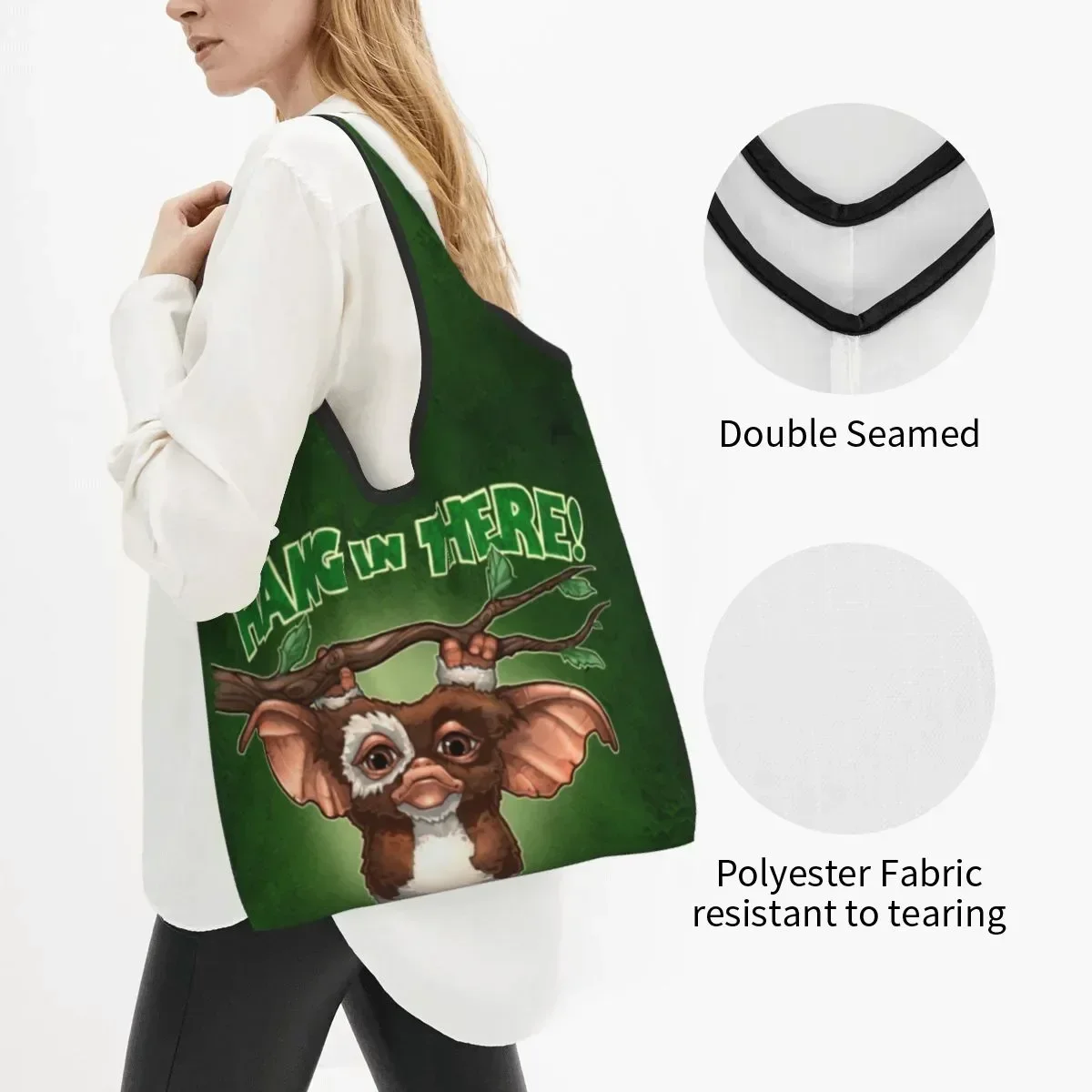 Kawaii Printing Gremlins Shopping Tote Bag Portable Shopper Shoulder Gizmo Mogwai Movie Handbag