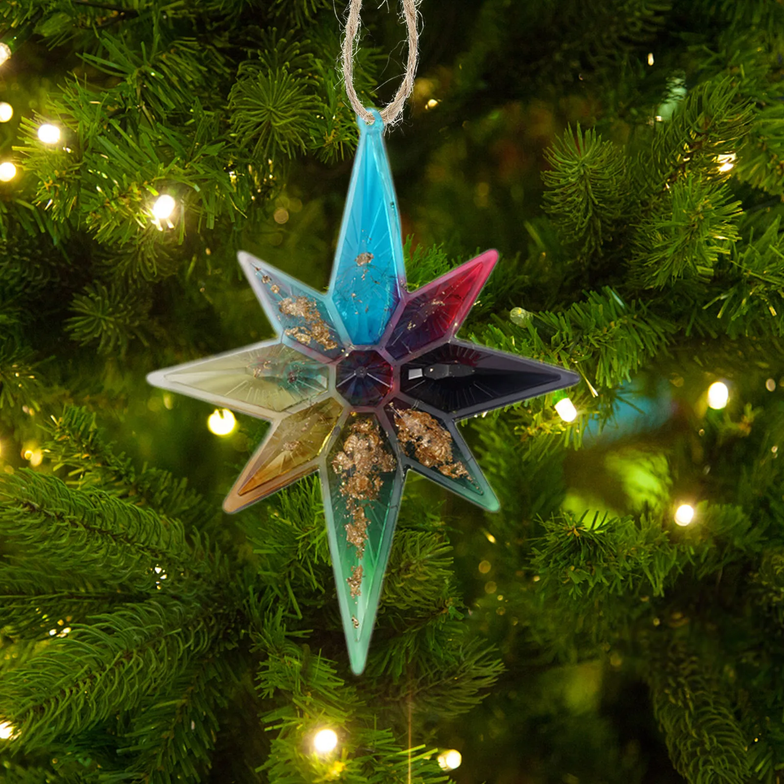 

2 шт., силиконовые формы со звездами, форма для рождественских украшений для DIY, кулон из эпоксидной смолы, многоразовые антипригарные восьмиугольные формы со звездами