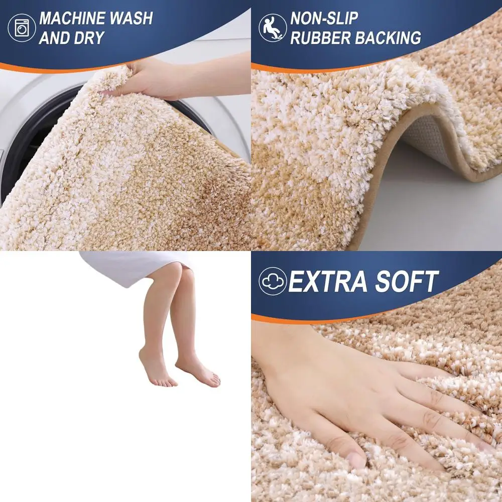 

Soft & Absorbent 70x24 Microfiber Bath Mat with Rubber Backing, Quick-Dry, Machine Washable for Bathroom, Tub, Shower, Beige
