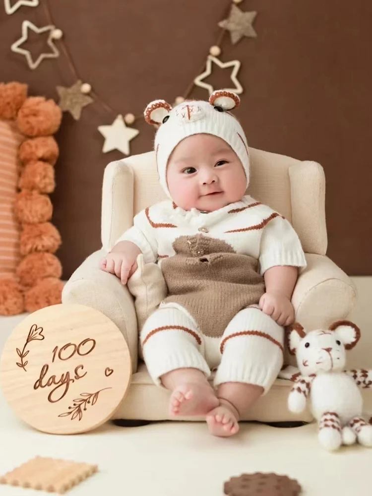 New set of hundred day baby tiger shaped photography clothes for half year old babies одежда для фотосессии  아기 코스프레