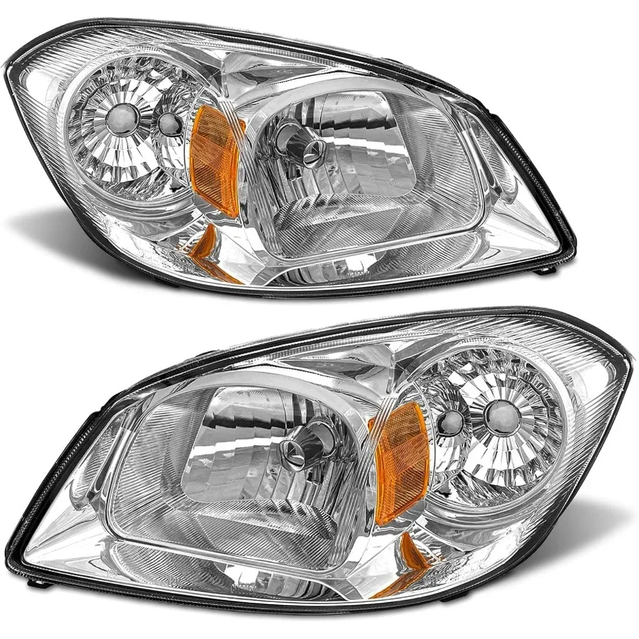 

2005-2010 Chevy Cobalt Headlight Assembly for 07-09 Pontiac G5 05-06 Pursuit Clear Lens Chrome Housing Amber Reflector Headlamp