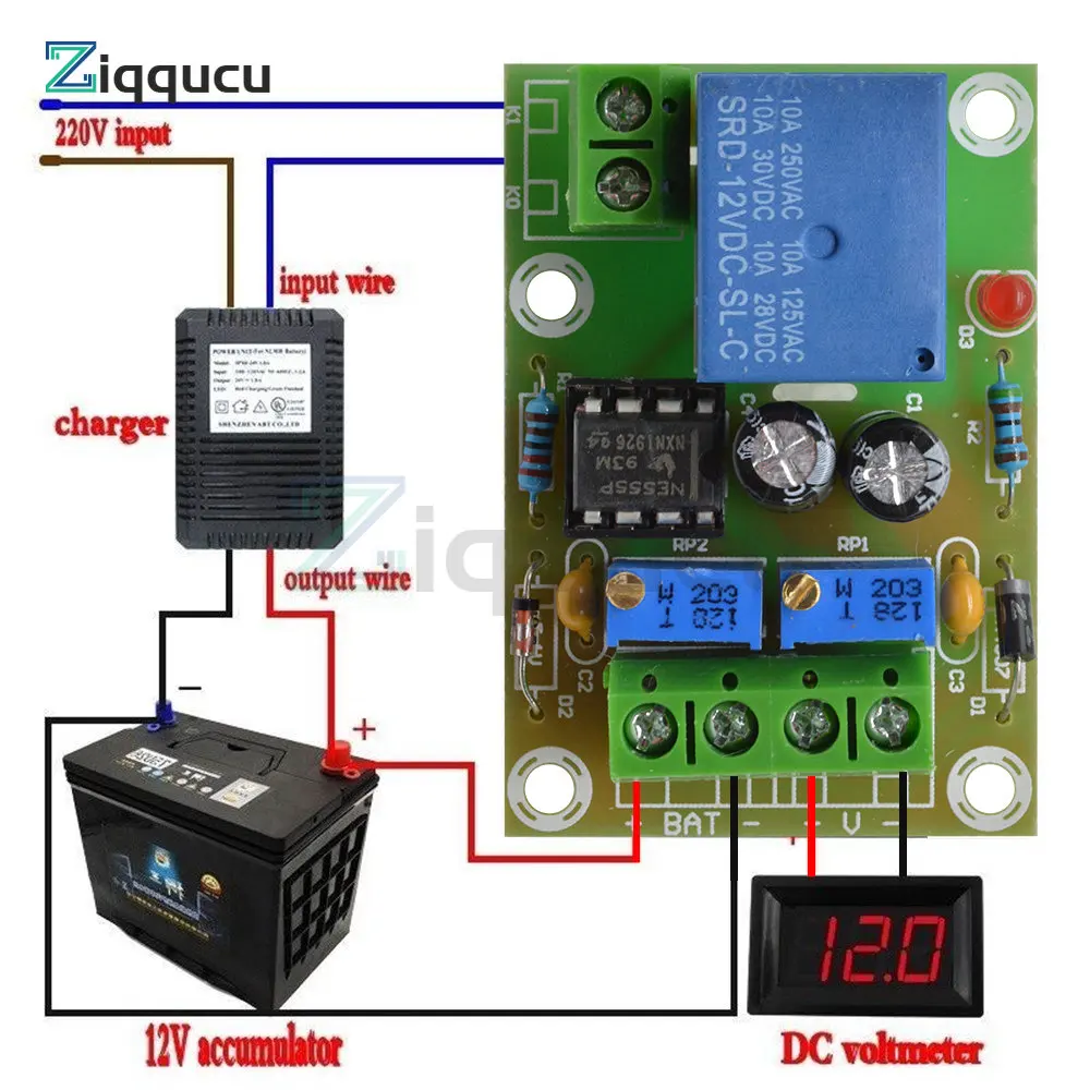 Scheda di controllo della ricarica della batteria a 1 canale 12V XH-M601 pannello di controllo dell\'alimentazione del caricatore intelligente modulo