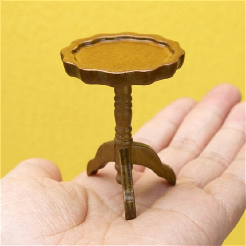 1:12 Dollhouse Mini Round Lace Table Side Table Coffee Table Model Furniture Accessories For Doll House Decor Kids Play Toys