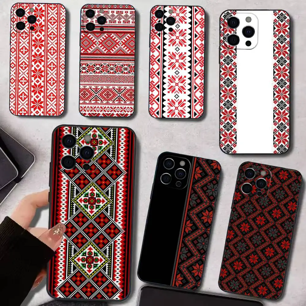 

G-Ukraine Ornament Pattern Phone Case Silicone Soft For IPhone 17 16 15 14 13 12 11 X XR Plus Pro Max Plus