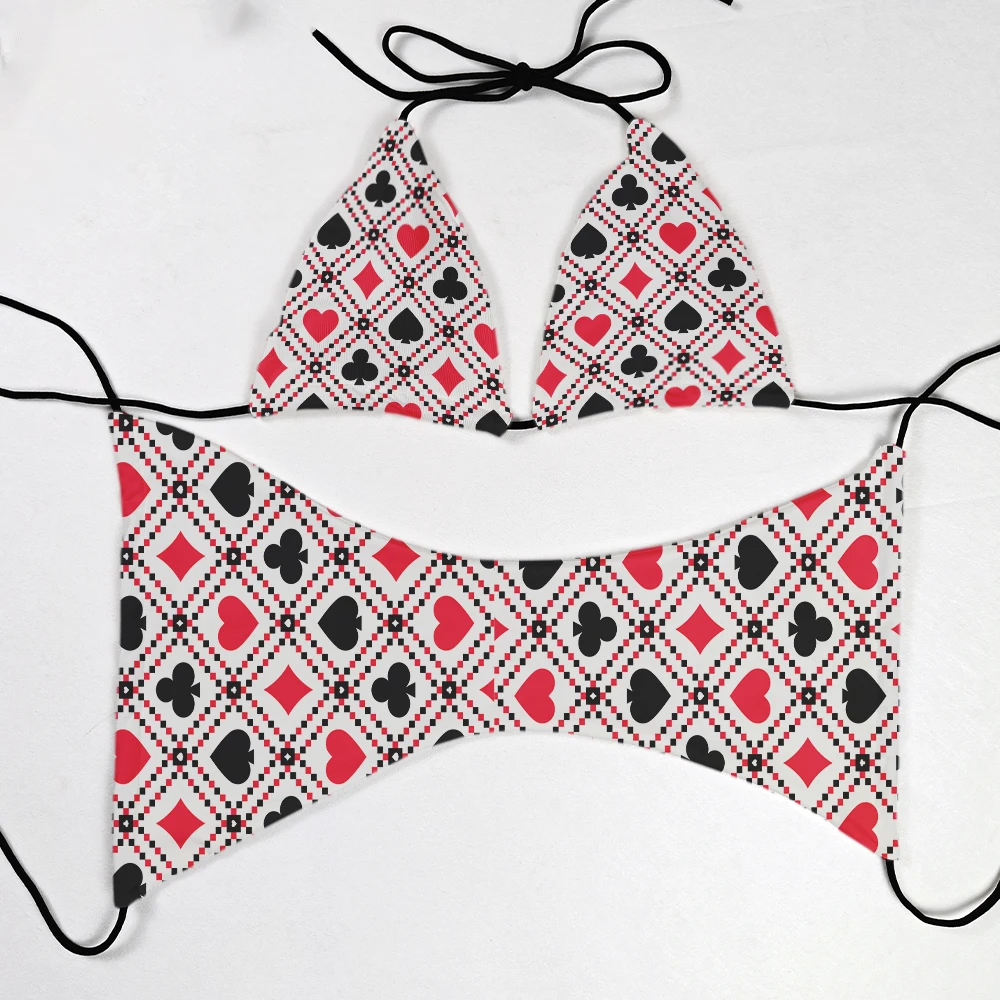 New style sexy bikini set funny playing card printed bikini ladies summer beach surfing vacation swimwear holiday gift