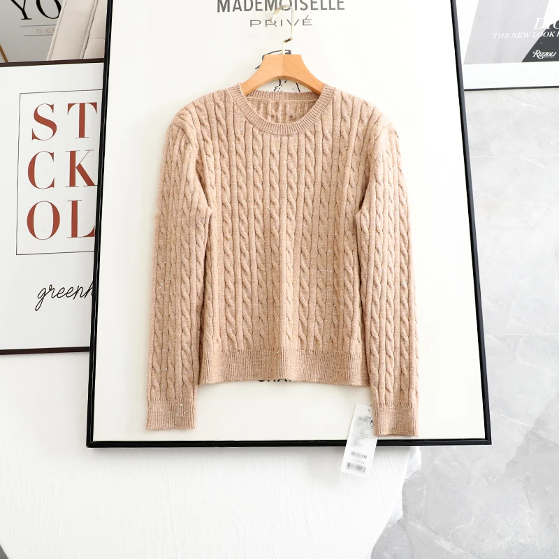 

Faionable Long Sve round Ne Knitted Sweater Women's Bright Sequin 2025 Autumn Winter New Sle Fre Clothes Color