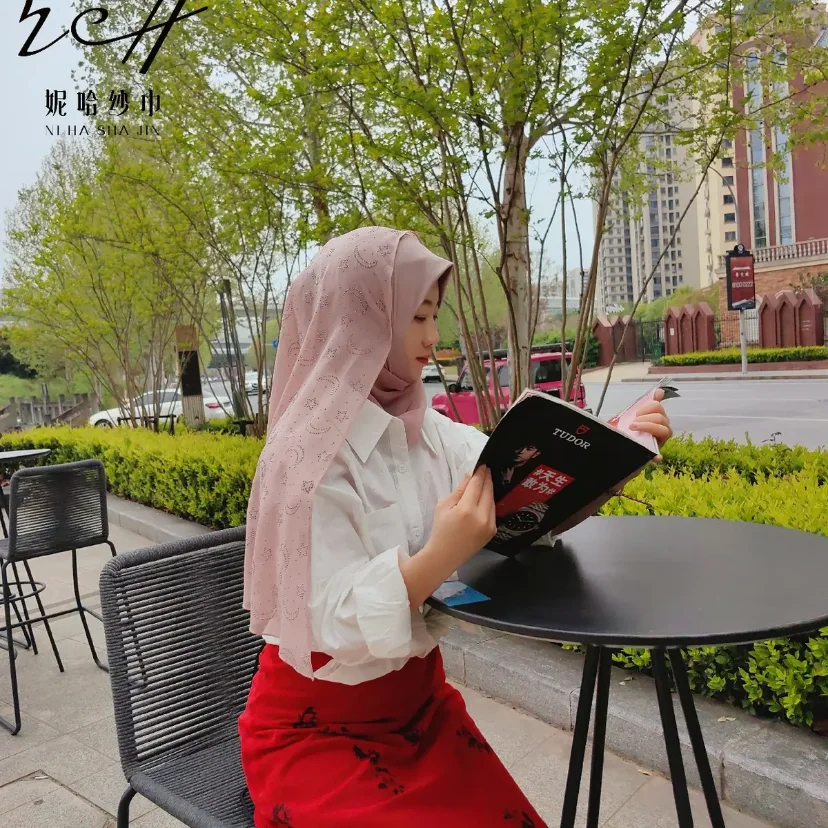 Stars Moon Diamonds Decor Moslem Islamic Girls Wrap Hijab Wears