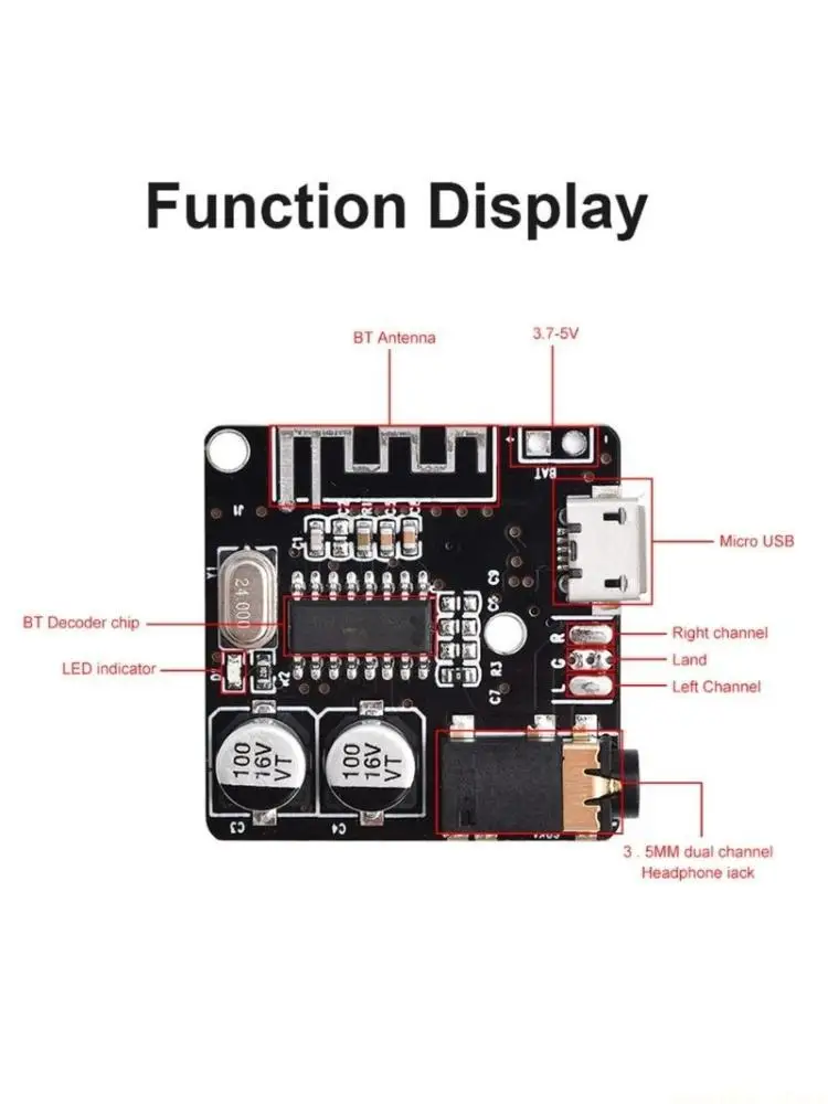 F62C BLE5.0 Receiver Modules MP3 Bluetooth-ompatible Decoding Board for Audio Speaker Car DIY Modification