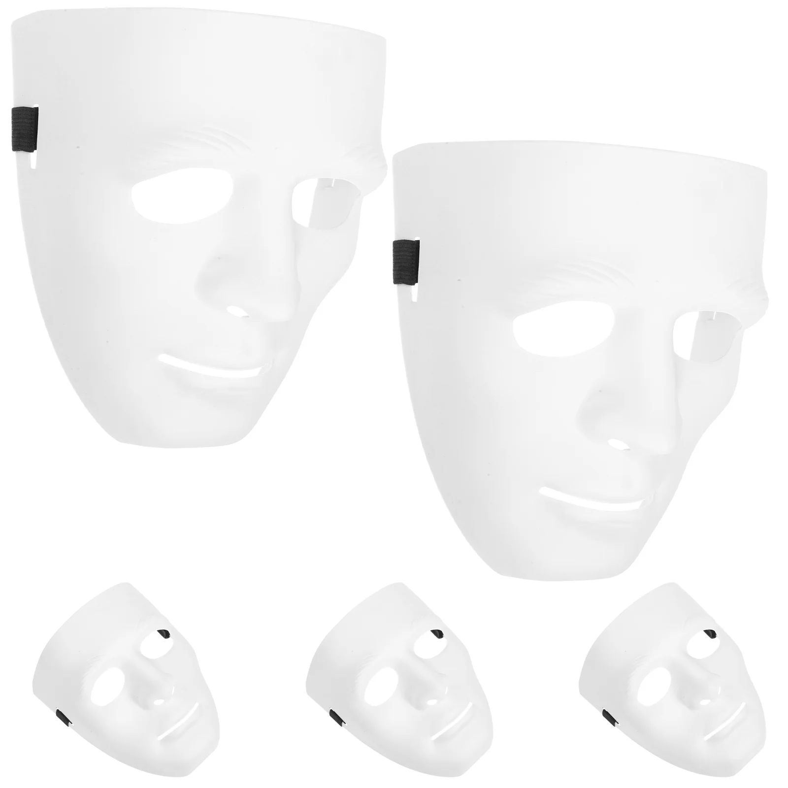 Masque de mascarade en plastique complet, 5 pièces, ruban noir, bande élastique réglable, masque de Costume de danse pour fête de carnaval d'halloween