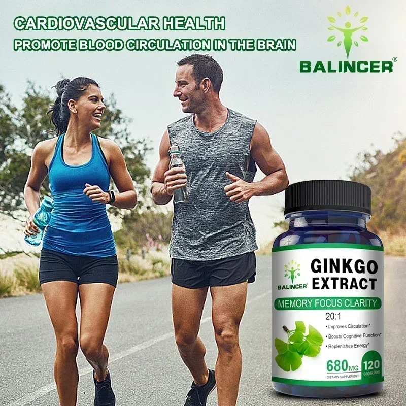 Organic Ginkgo Biloba helps maintain alertness and sharpness, improves concentration and memory, vegetarian dietary supplement