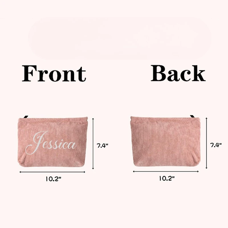 Customized Embroidered Name Makeup Bag for Women Bridesmaid Wedding Gifts Personalized Monogramed Name Travel Toiletry Bag