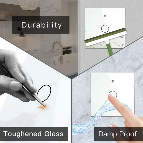 Imagen 2 del producto MOES WiFi interruptor de luz táctil de pared RF433 Control remoto inalámbrico Tuya/aplicación Smart Life retroiluminación funciona con Alexa Google Voice EE. UU. UE