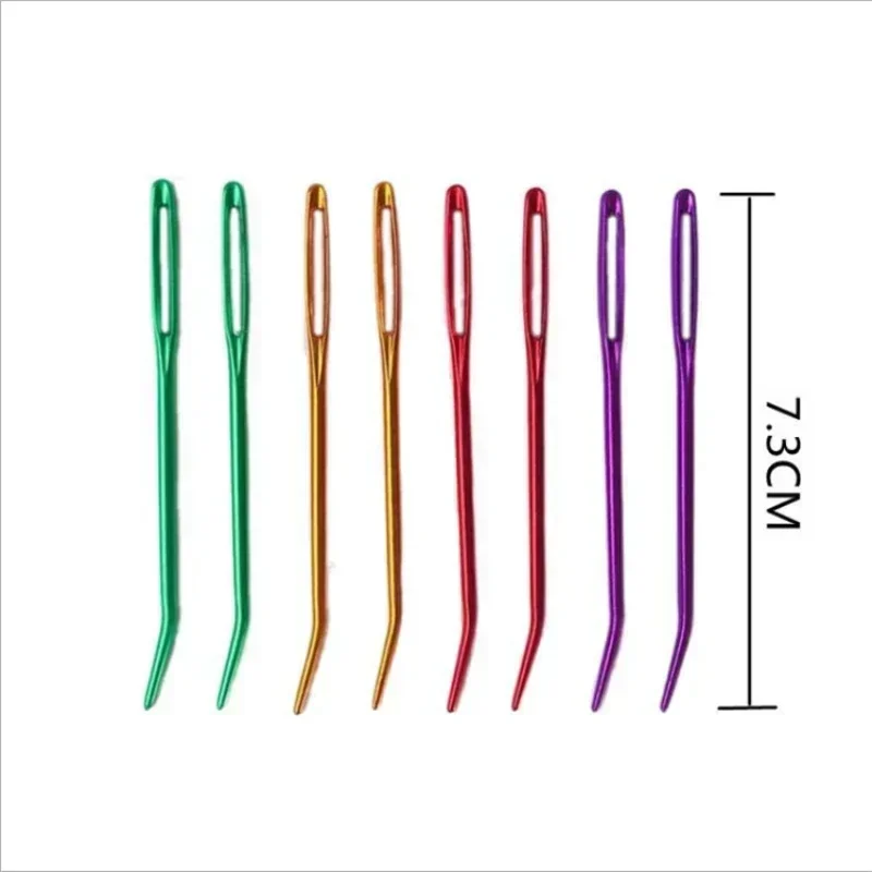 2Pcs Bent Tip Tapestry Needles Yarn Knitting Weaving Needles Big Eye Curve Bent Needle Knitting Crochet DIY Sewing Accessories