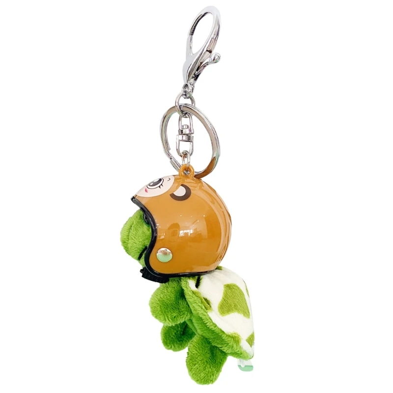 F42F Wearing Helmet Turtle Keychain Cute Plush Keychain Pendant Bag Jewelry Accessories for Car Decorations Party Gift