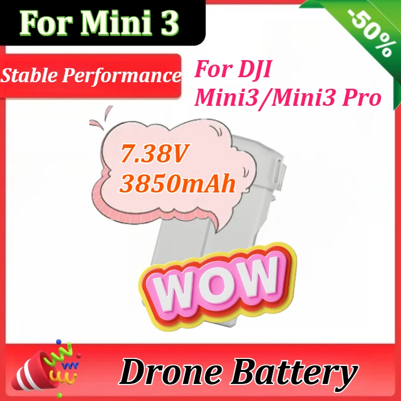 

7.38V 3850mAh For Mini 3 Battery Plus Capacity Flight Time 47 Minutes Compatible Mini 3/Mini 3 Pro RC Drone Accessories KINTESUN