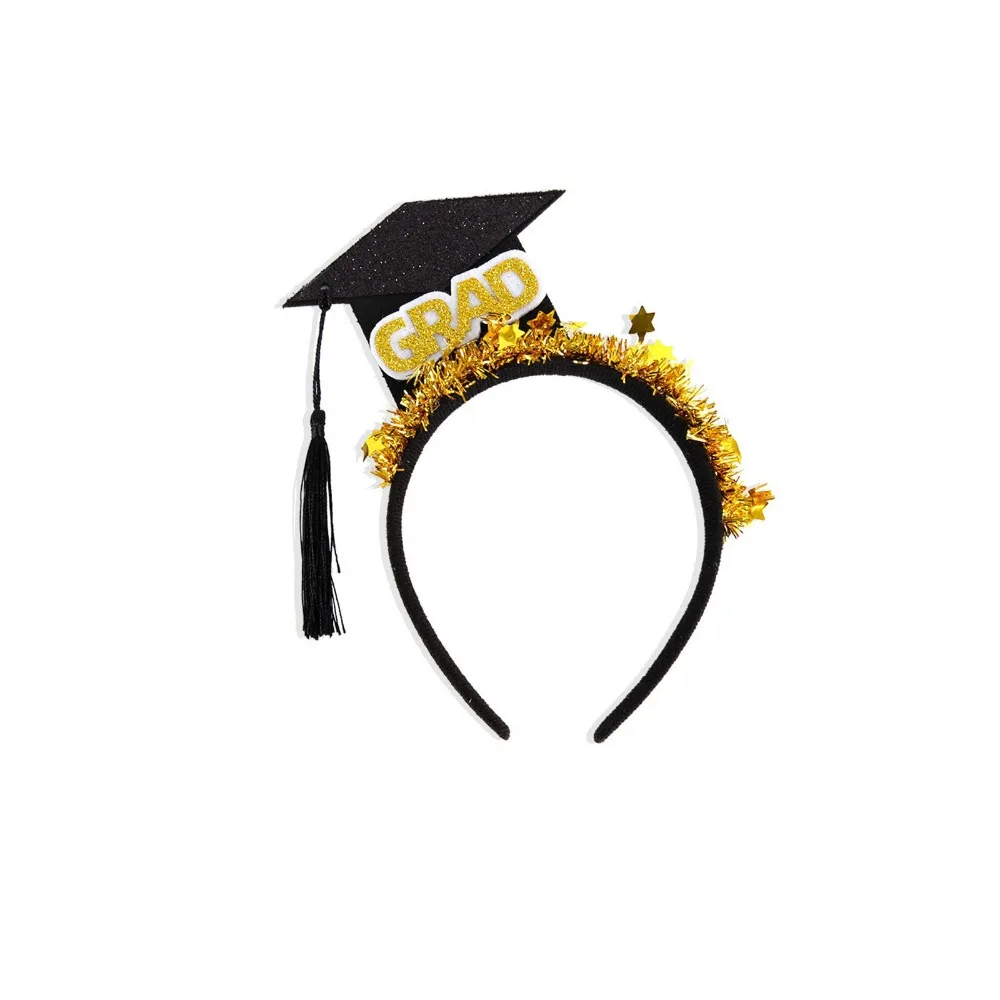 Funny Celebrate Graduation Headband Non-slip Shiny Graduation Cap Hairband Glitter Headwear Party Headpiece Party Favors