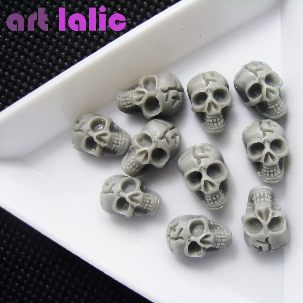 20 قطعة ثلاثية الأبعاد الجمجمة العظام تصميم مسمار الفن الراتنج الخرز DIY بها بنفسك هلام مسمار نصائح الديكور العظام على شكل مسمار نصائح للتقليم الإبداعي #5
